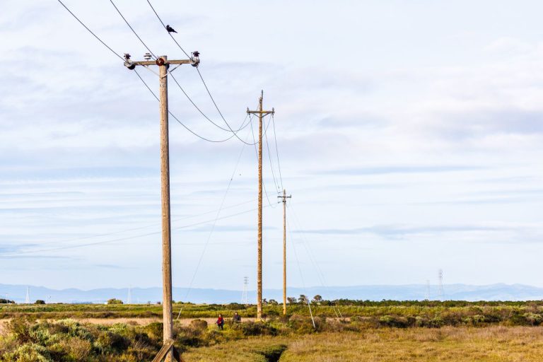 Poteau électrique sur un terrain privé